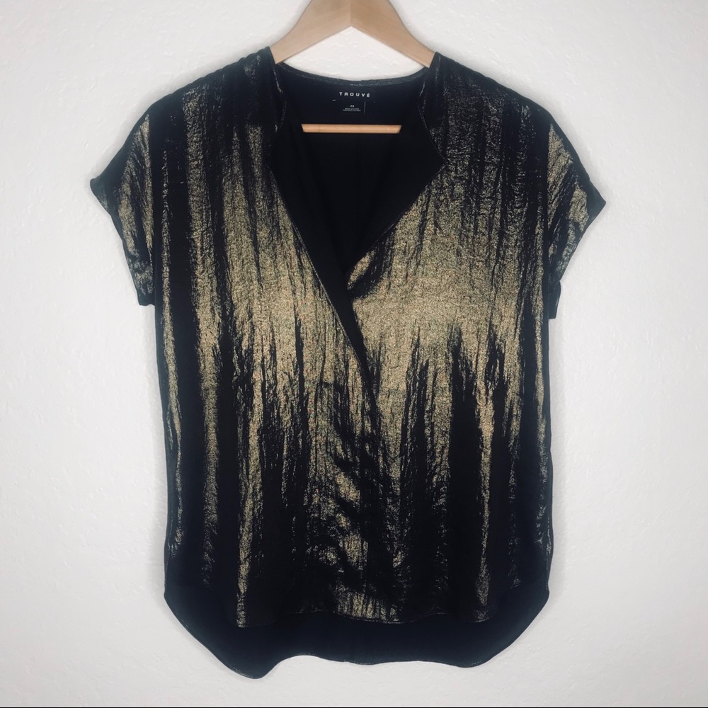 Trouve | Gold Foil Blouse XS